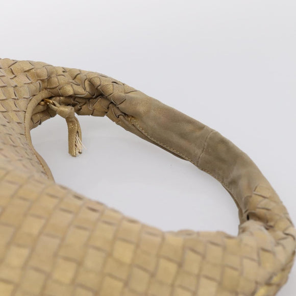 BOTTEGA VENETA INTRECCIATO Hobo Shoulder Bag Leather Gold 115653 Auth ka5633V