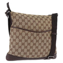 GUCCI GG Canvas Shoulder Bag Beige Silver 145857 Auth ka5634-1