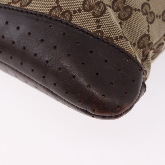 GUCCI GG Canvas Shoulder Bag Beige Silver 145857 Auth ka5634