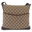 GUCCI GG Canvas Shoulder Bag Beige Silver 145857 Auth ka5634-13