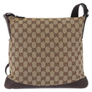 GUCCI GG Canvas Shoulder Bag Beige Silver 145857 Auth ka5634-2