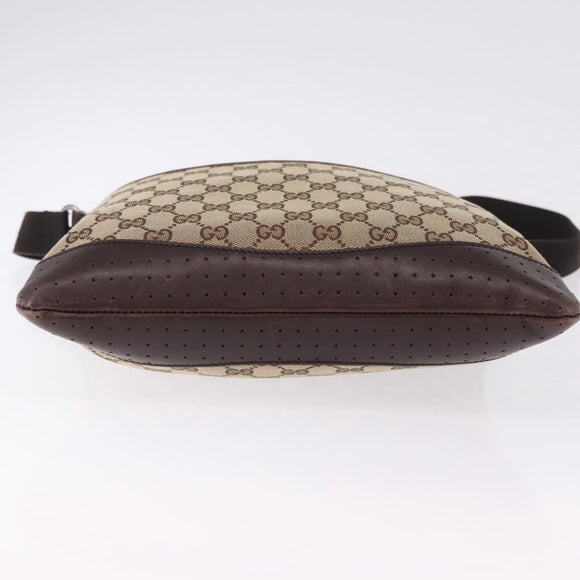 GUCCI GG Canvas Shoulder Bag Beige Silver 145857 Auth ka5634