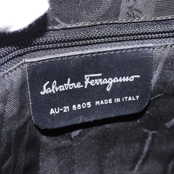 Salvatore Ferragamo Shoulder Bag Leather Black Silver Auth ka5635
