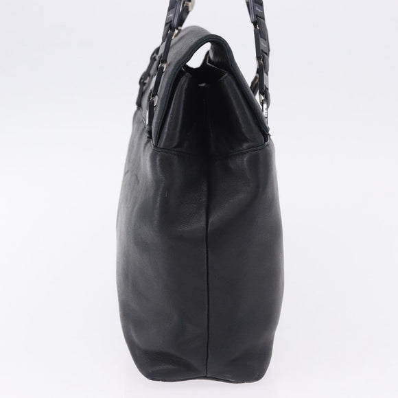 Salvatore Ferragamo Shoulder Bag Leather Black Silver Auth ka5635