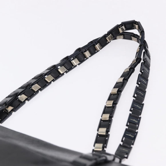 Salvatore Ferragamo Shoulder Bag Leather Black Silver Auth ka5635