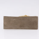 Salvatore Ferragamo Gancini Chain Shoulder Bag Suede Beige Gold Auth ka5639-10