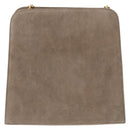 Salvatore Ferragamo Gancini Chain Shoulder Bag Suede Beige Gold Auth ka5639-3