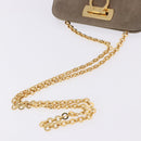 Salvatore Ferragamo Gancini Chain Shoulder Bag Suede Beige Gold Auth ka5639-8
