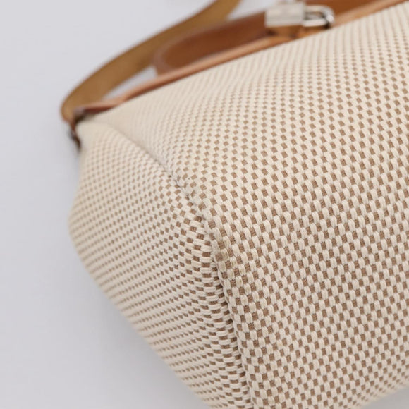 HERMES Herbag Ad PM Backpack Canvas Leather Beige Silver Auth ka5642V