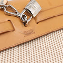 HERMES Herbag Ad PM Backpack Canvas Leather Beige Silver Auth ka5642V-18