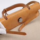HERMES Herbag Ad PM Backpack Canvas Leather Beige Silver Auth ka5642V-19