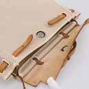 HERMES Herbag Ad PM Backpack Canvas Leather Beige Silver Auth ka5642V-20