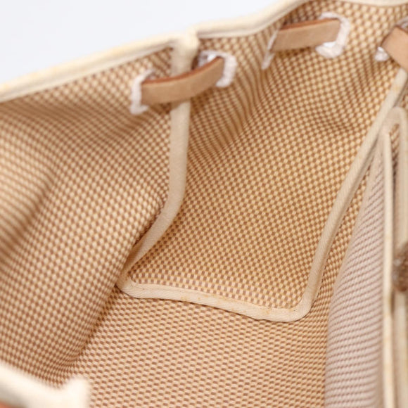 HERMES Herbag Ad PM Backpack Canvas Leather Beige Silver Auth ka5642V