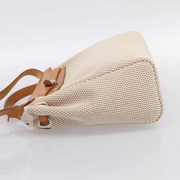 HERMES Herbag Ad PM Backpack Canvas Leather Beige Silver Auth ka5642V