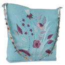 FENDI Celeria Shoulder Bag Leather Light Blue Silver Auth ka5643A-1