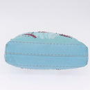 FENDI Celeria Shoulder Bag Leather Light Blue Silver Auth ka5643A-11