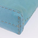 FENDI Celeria Shoulder Bag Leather Light Blue Silver Auth ka5643A-13