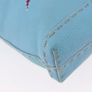 FENDI Celeria Shoulder Bag Leather Light Blue Silver Auth ka5643A-14