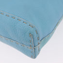 FENDI Celeria Shoulder Bag Leather Light Blue Silver Auth ka5643A-15