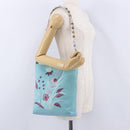 FENDI Celeria Shoulder Bag Leather Light Blue Silver Auth ka5643A-22