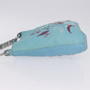 FENDI Celeria Shoulder Bag Leather Light Blue Silver Auth ka5643A-6