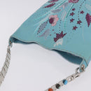 FENDI Celeria Shoulder Bag Leather Light Blue Silver Auth ka5643A-7