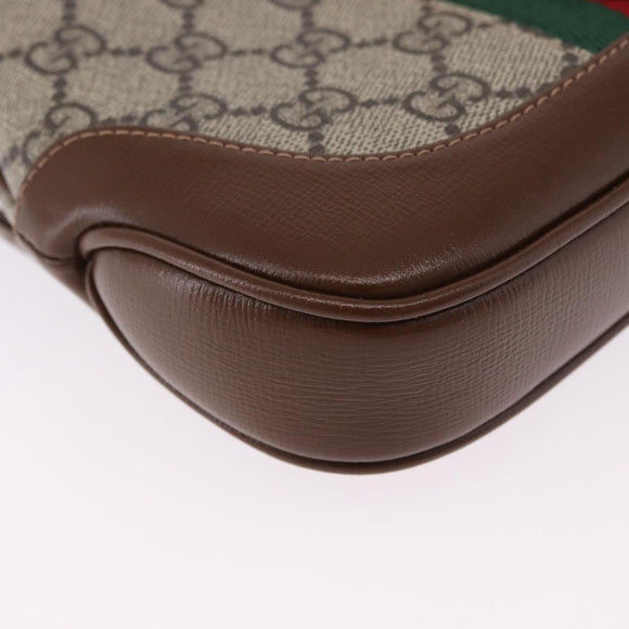 GUCCI Jackie GG Supreme Shoulder Bag PVC Beige Gold 637092 Auth ka5646V