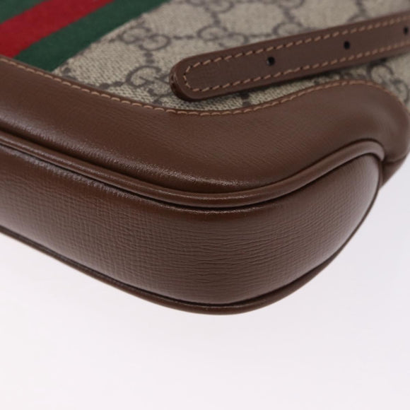 GUCCI Jackie GG Supreme Shoulder Bag PVC Beige Gold 637092 Auth ka5646V