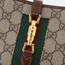 GUCCI Jackie GG Supreme Shoulder Bag PVC Beige Gold 637092 Auth ka5646V-14