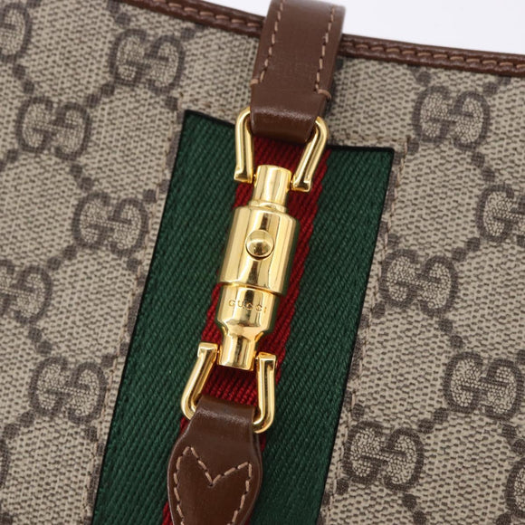 GUCCI Jackie GG Supreme Shoulder Bag PVC Beige Gold 637092 Auth ka5646V