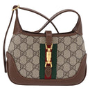 GUCCI Jackie GG Supreme Shoulder Bag PVC Beige Gold 637092 Auth ka5646V-2