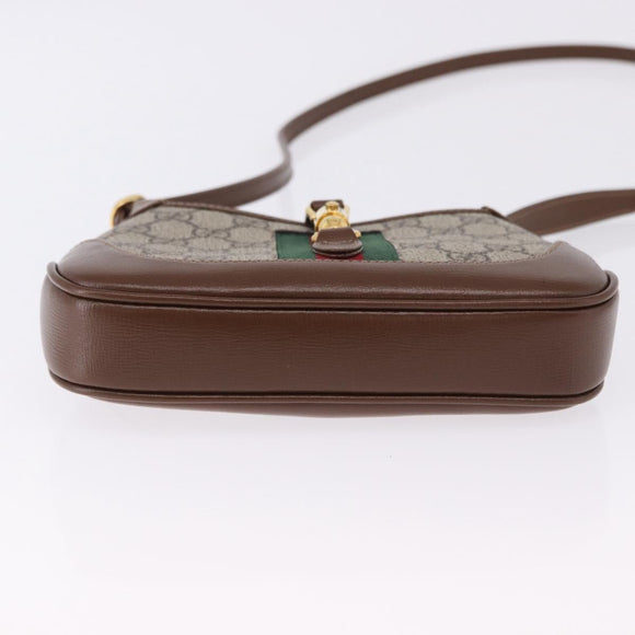 GUCCI Jackie GG Supreme Shoulder Bag PVC Beige Gold 637092 Auth ka5646V