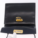 Salvatore Ferragamo Gancini Hand Bag Leather 2way Navy Gold Auth ka5648-20