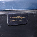 Salvatore Ferragamo Gancini Hand Bag Leather 2way Navy Gold Auth ka5648-12
