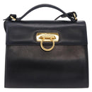Salvatore Ferragamo Gancini Hand Bag Leather 2way Navy Gold Auth ka5648-13