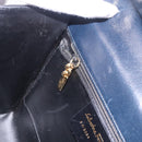 Salvatore Ferragamo Gancini Hand Bag Leather 2way Navy Gold Auth ka5648-23