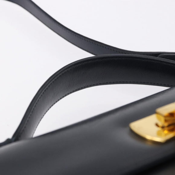 Salvatore Ferragamo Gancini Hand Bag Leather 2way Navy Gold Auth ka5648