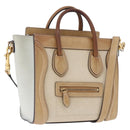 CELINE Luggage Nano Hand Bag Leather Suede 2way Beige Gold Auth ka5649A-1