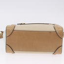 CELINE Luggage Nano Hand Bag Leather Suede 2way Beige Gold Auth ka5649A-6