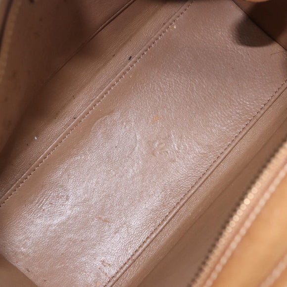 CELINE Luggage Nano Hand Bag Leather Suede 2way Beige Gold Auth ka5649A