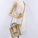 CELINE Luggage Nano Hand Bag Leather Suede 2way Beige Gold Auth ka5649A-25