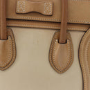 CELINE Luggage Nano Hand Bag Leather Suede 2way Beige Gold Auth ka5649A-3