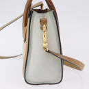 CELINE Luggage Nano Hand Bag Leather Suede 2way Beige Gold Auth ka5649A-5