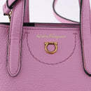Salvatore Ferragamo Gancini Hand Bag Leather 2way Pink Gold Auth ka5650V-19