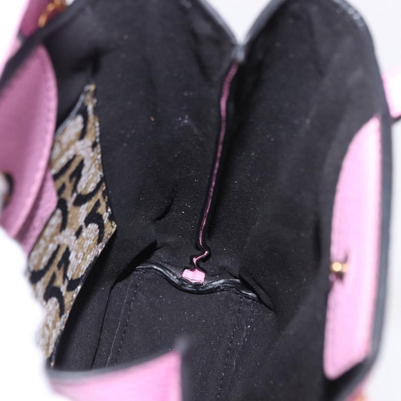 Salvatore Ferragamo Gancini Hand Bag Leather 2way Pink Gold Auth ka5650V