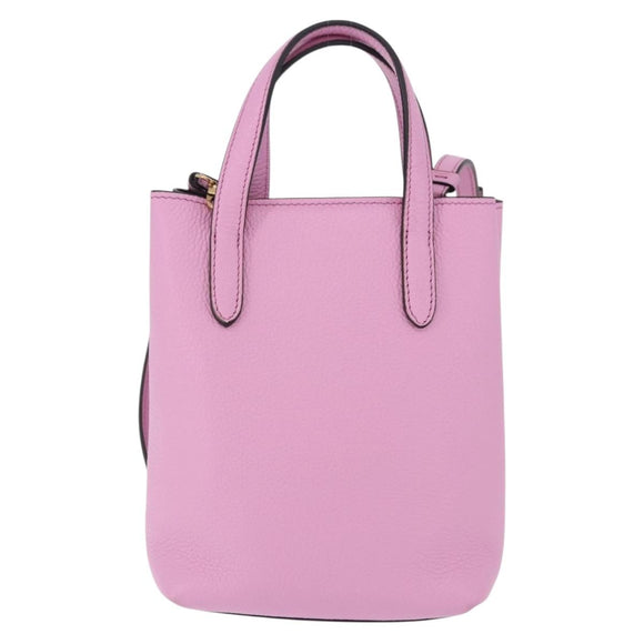 Salvatore Ferragamo Gancini Hand Bag Leather 2way Pink Gold Auth ka5650V