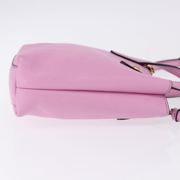 Salvatore Ferragamo Gancini Hand Bag Leather 2way Pink Gold Auth ka5650V
