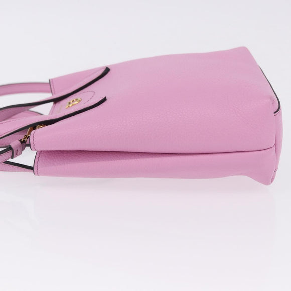 Salvatore Ferragamo Gancini Hand Bag Leather 2way Pink Gold Auth ka5650V