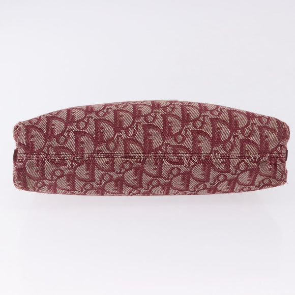 Christian Dior Trotter Canvas Accessory Pouch Red Silver Auth ka5653
