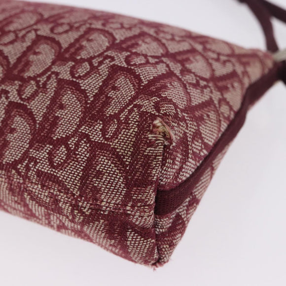Christian Dior Trotter Canvas Accessory Pouch Red Silver Auth ka5653